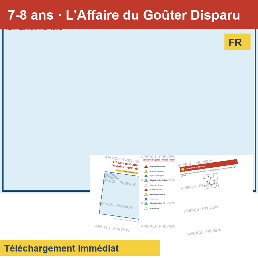 Enquête policière (~30 pages) · L'Affaire du Goûter Disparu 7-8 ans