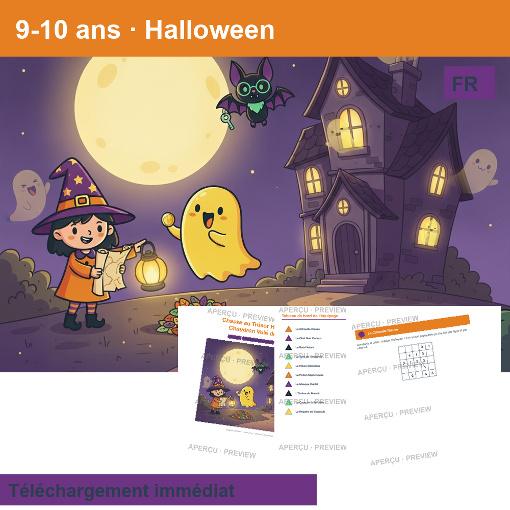 Chasse au trésor (~30 pages) · Halloween 9-10 ans